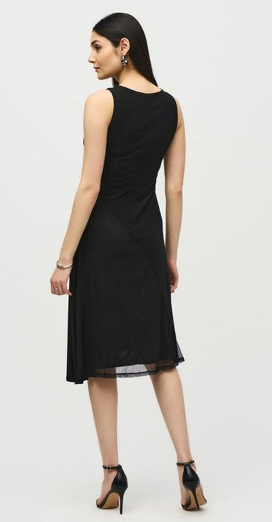 Black Silky Knit Asymmetrical Dress