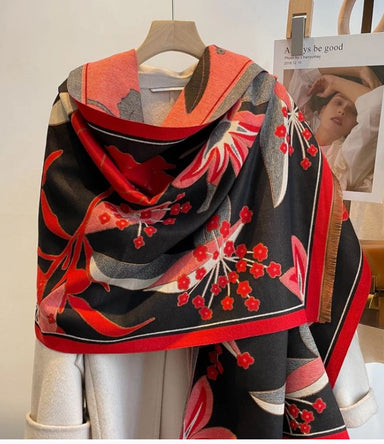 Red and Black Garden Reversible Wrap