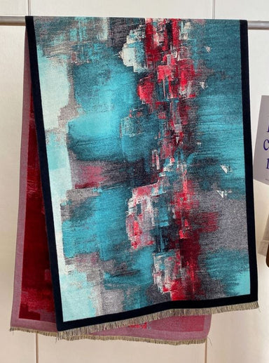 Teal and Red Reflections Reversible Wrap