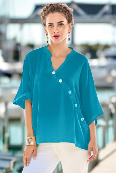Turquoise Button Detail Tee