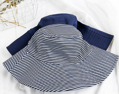 Navy Solid Navy Striped Reversible Sun H