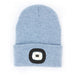 Light Blue Knit Hat With Rechargeable LED Light