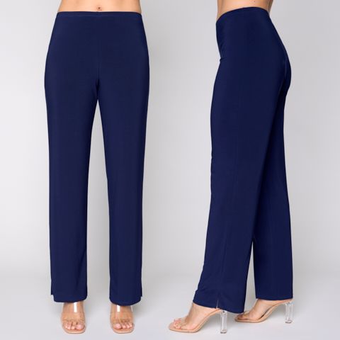 Navy Pull On Straight Pant