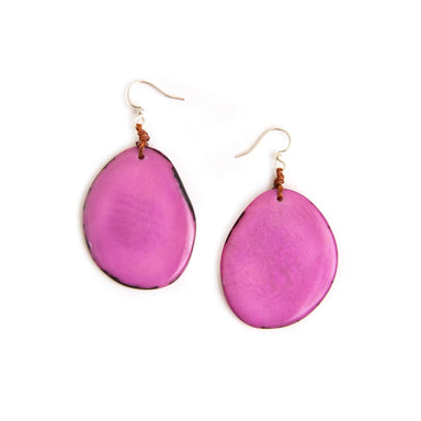 Violet Tagua Slice Earrings