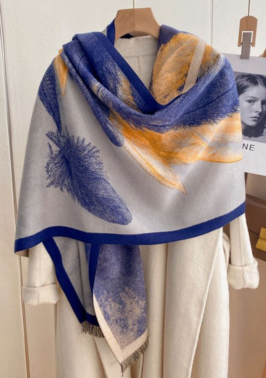 Yellow & Blue Feather Reversible Wrap