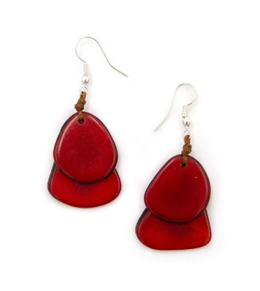 Red Tagua Nut Earrings