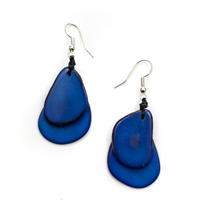 Royal Blue Tagua Nut Earrings