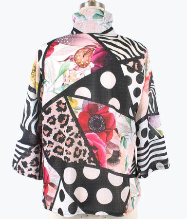 Painted Floral & Animal Print Blouse