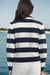 Navy Striped Double Breasted Blazer