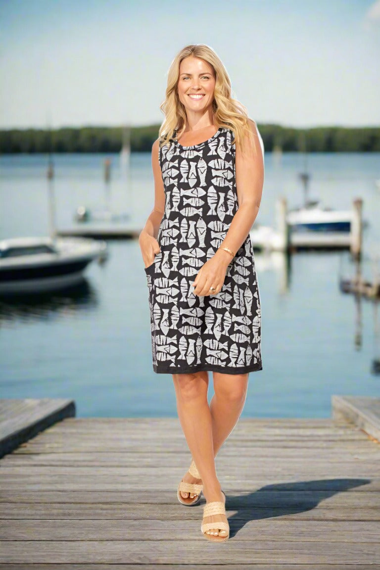 Black Block Print Fish Tank Dress