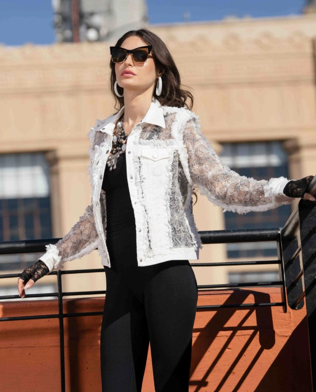 White Sparkly Denim Jacket