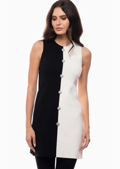 Black & White Colorblock Knit Dress