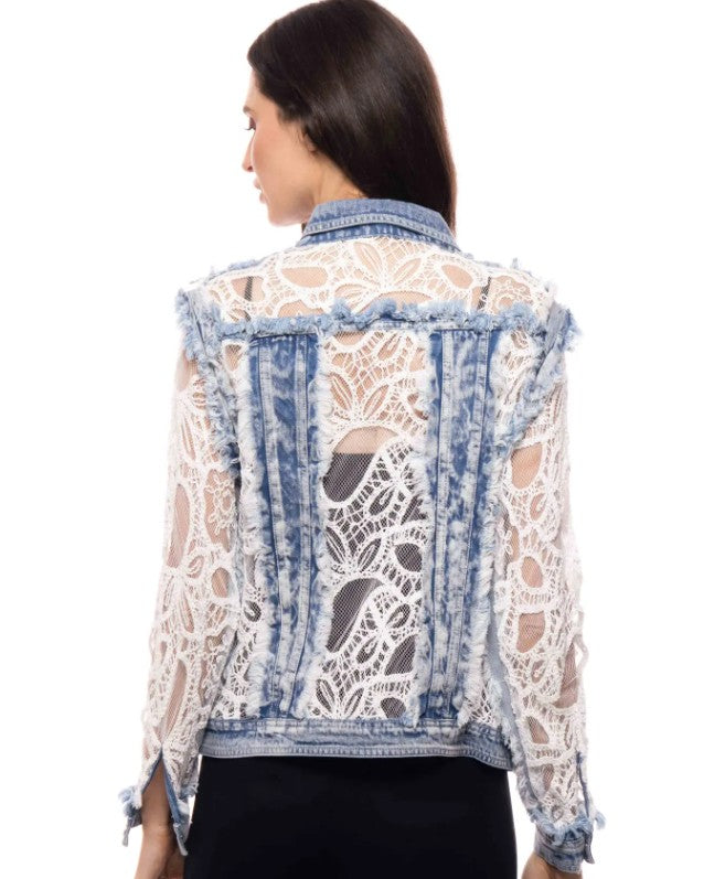 Denim Jacket With White Lace