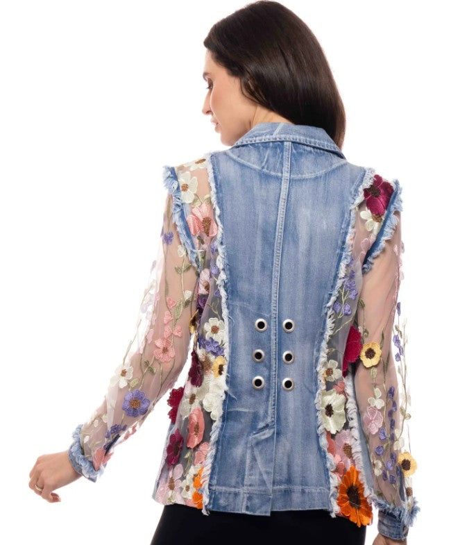 Light Blue Denim Jacket Flowers