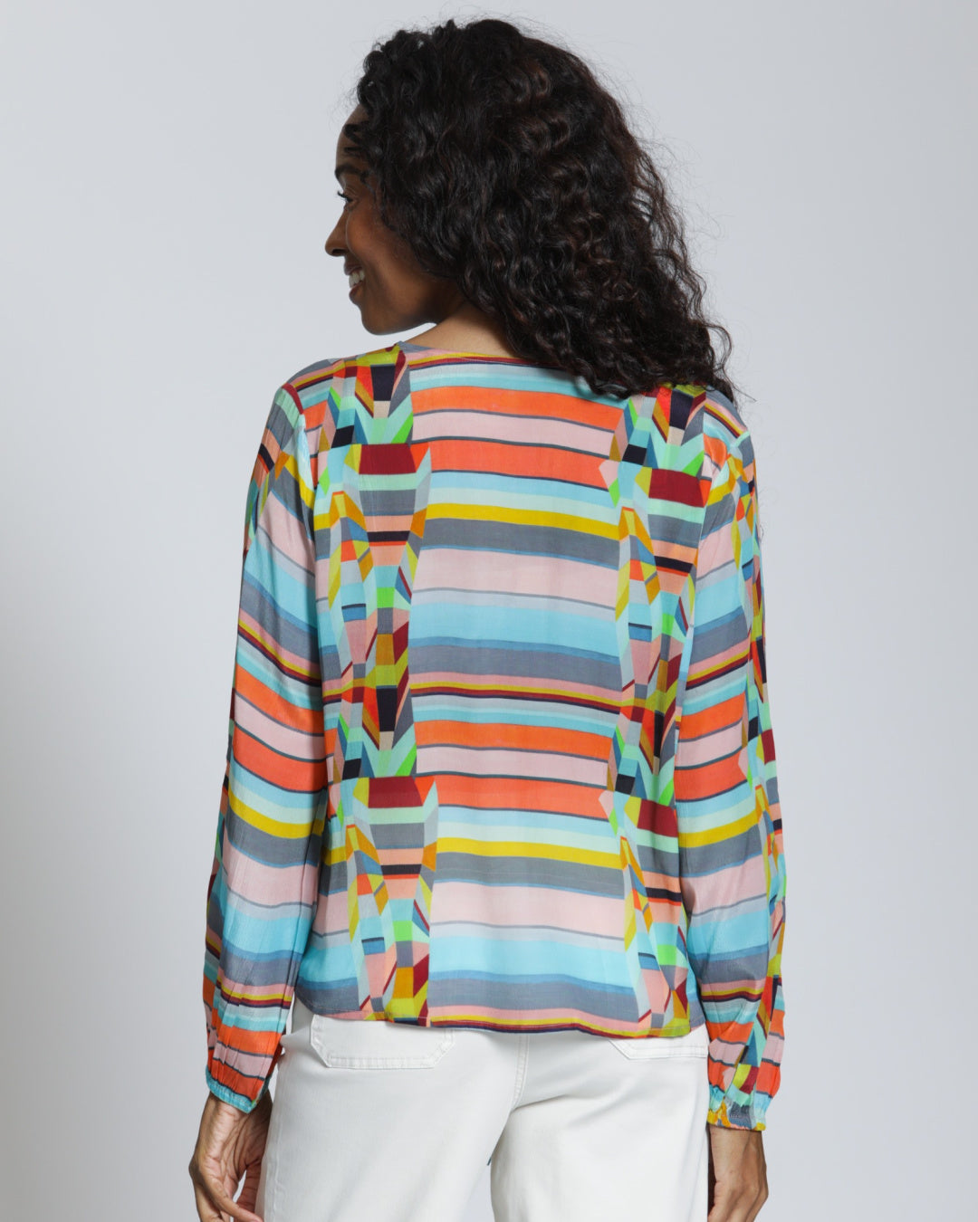 Tie Up Striped Blouse