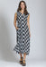 Navy & White Leaf Print Belted Dress