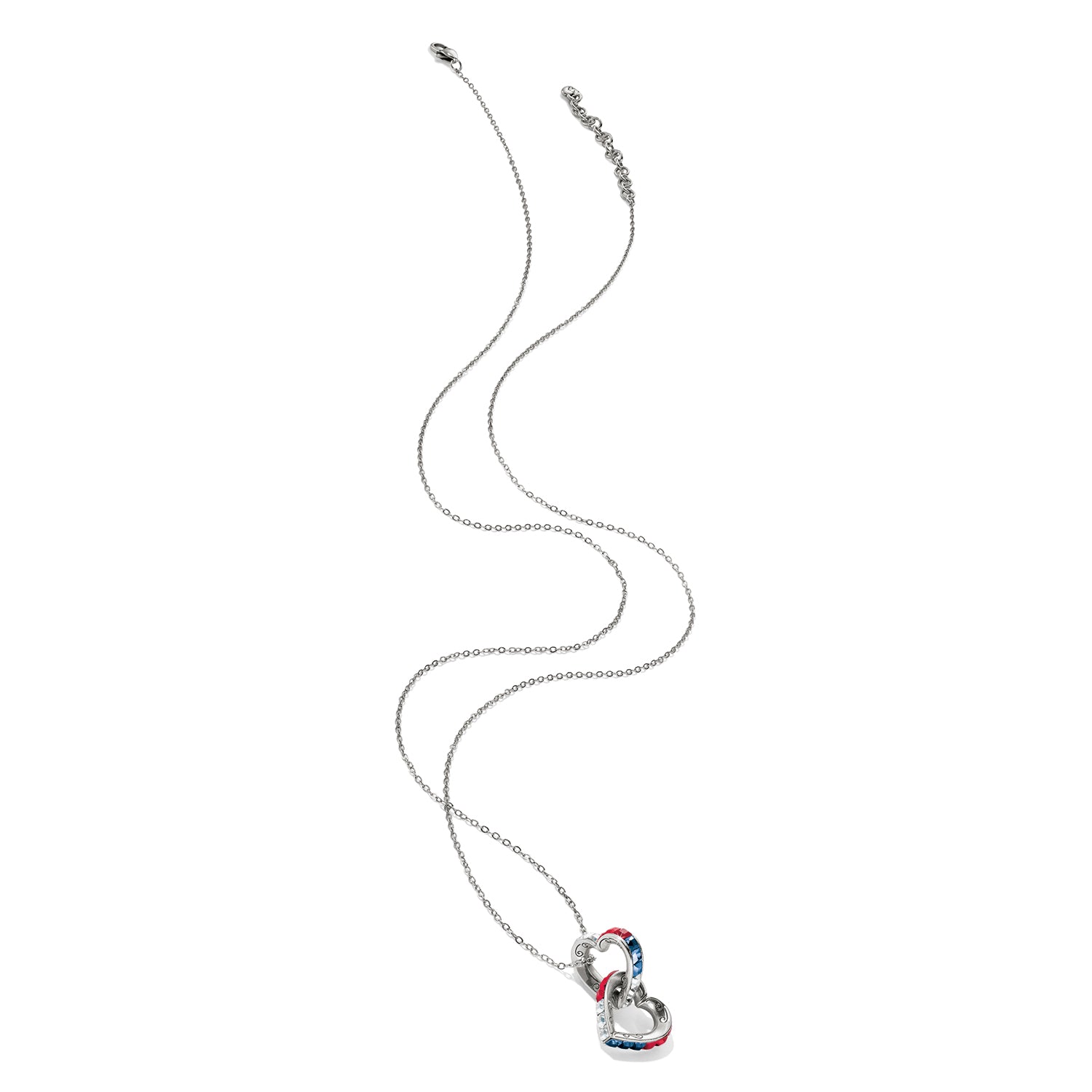 Red, White, & Blue Spectrum Hearts Long Necklace