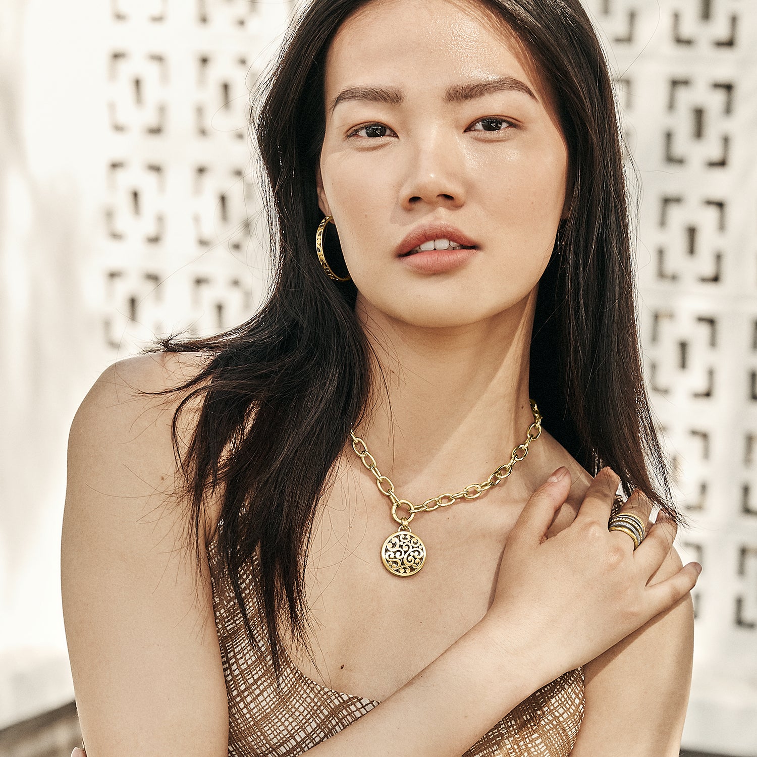 Gold Contempo Large Hoop Earrings