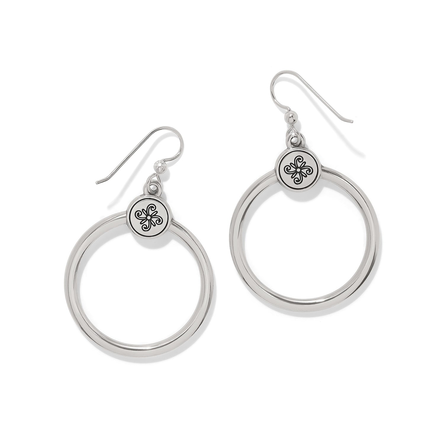 Mosaic Two Tone French Wire Hoop Earring