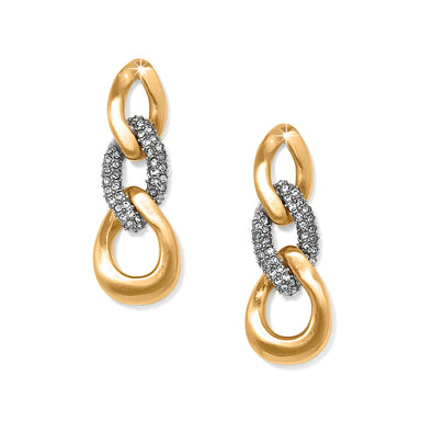 Cleo Pave Link Gold Post Drop Earrings