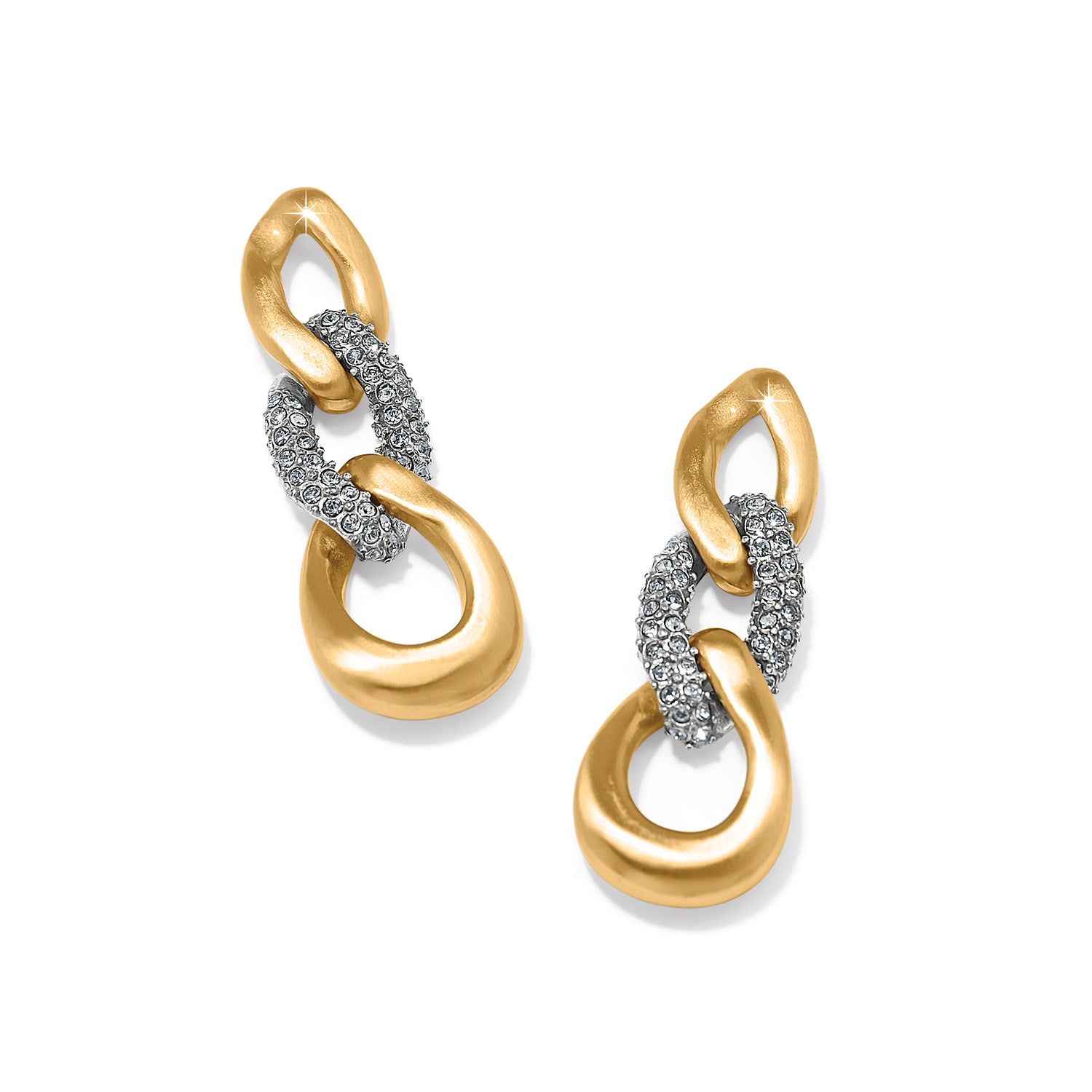 Cleo Pave Link Gold Post Drop Earrings