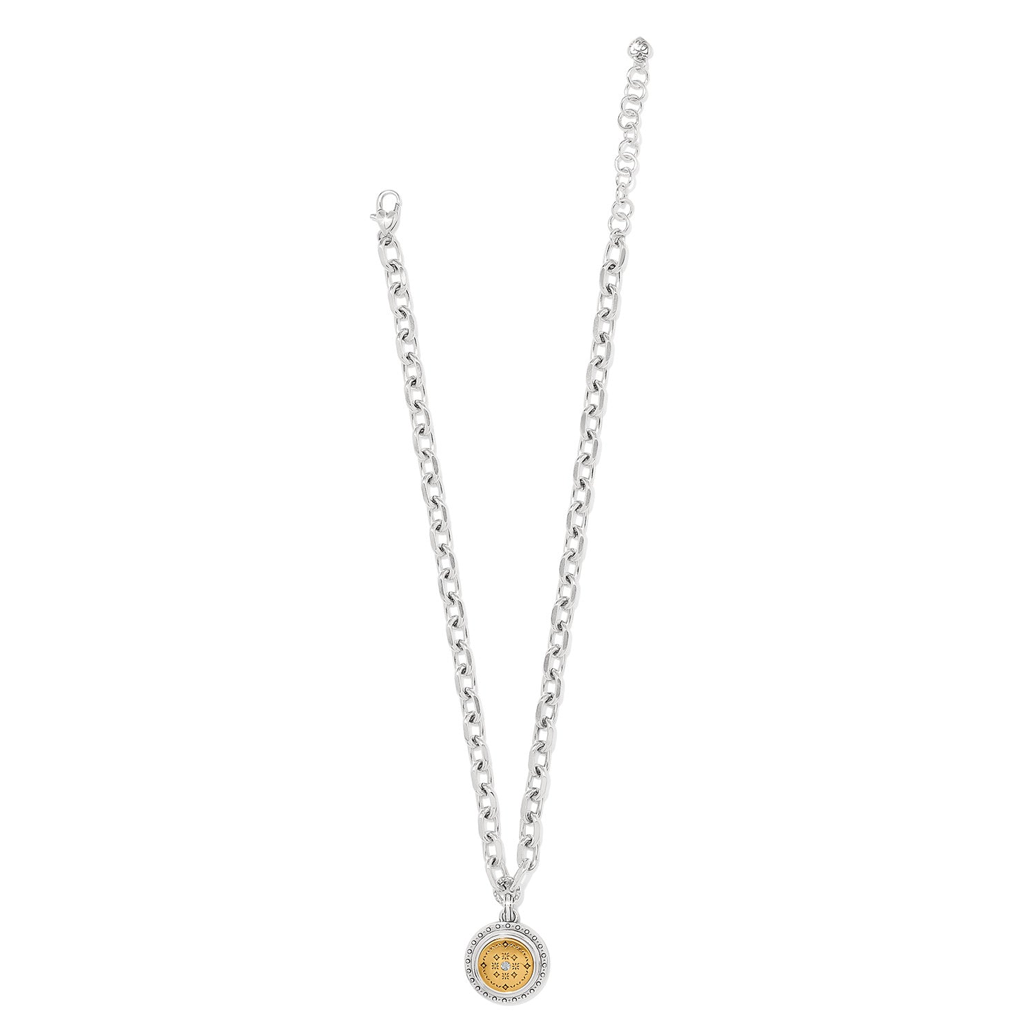 Mosaic Round Two Tone Pendant Necklace