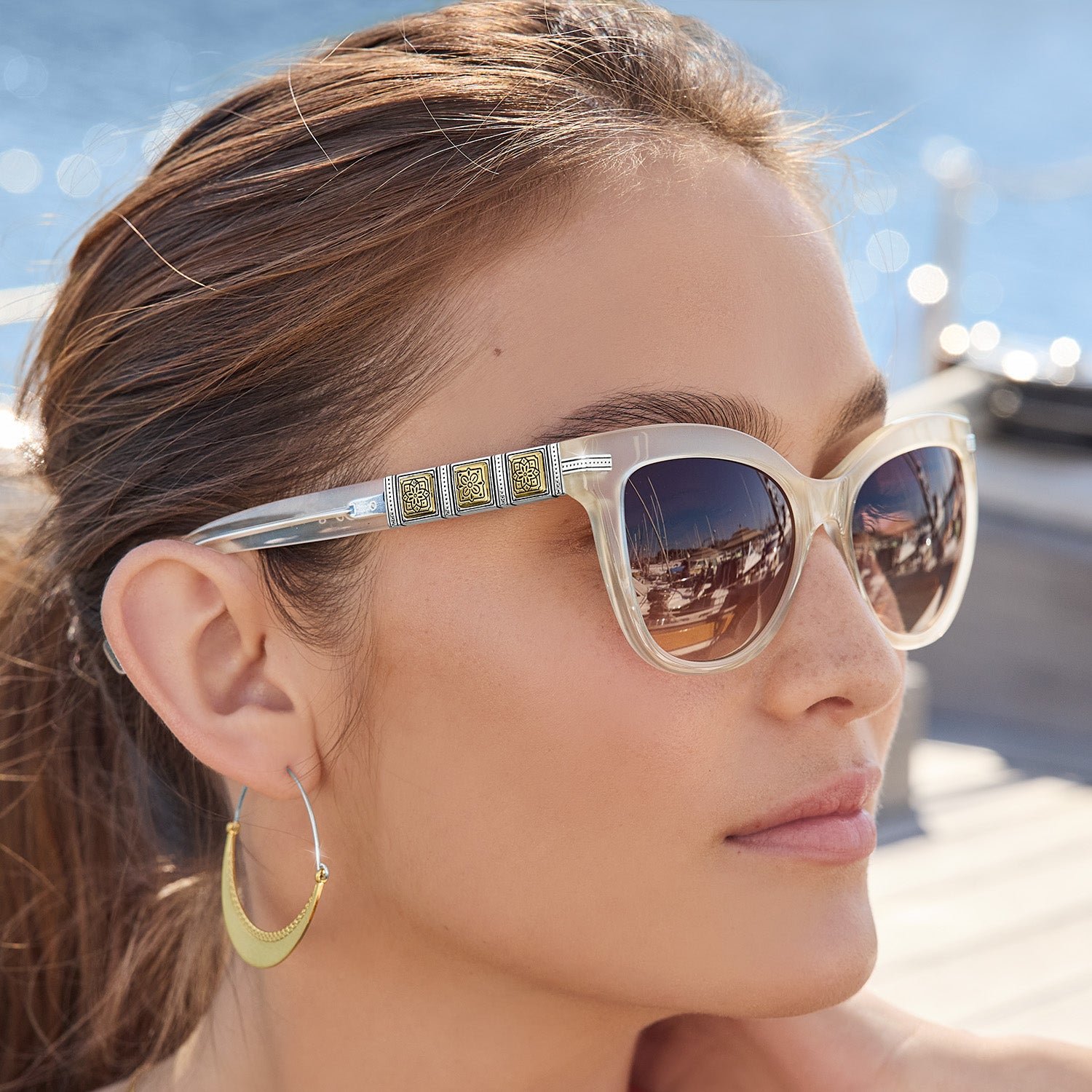 Mosaic Two Tone Sunglasses Cream