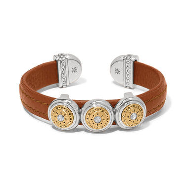 Mosaic Two Tone Leather Disc Cuff Bracelet