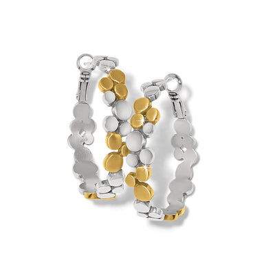 Brighton Pebble Edge Large Hoop Earrings — Silver-Gold