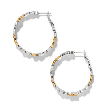 Brighton Pebble Edge Large Hoop Earrings — Silver-Gold