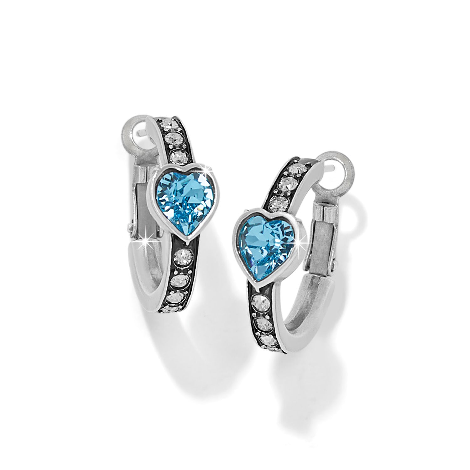Mystery of Love Heart Aqua Hoop Earrings