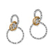 Pebble Link Two Tone Post Drop Earrings