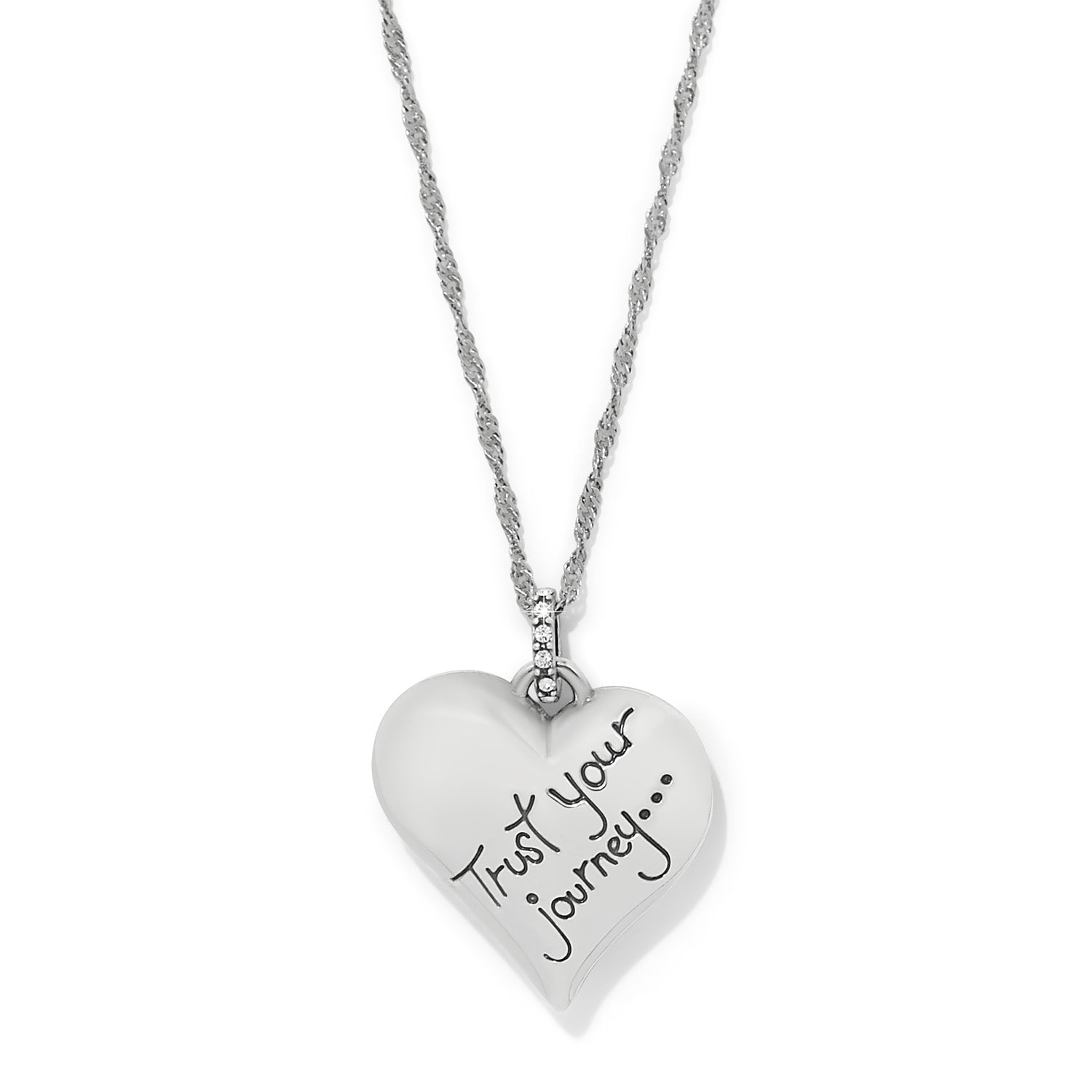 Trust Your Journey Heart Necklace Blue