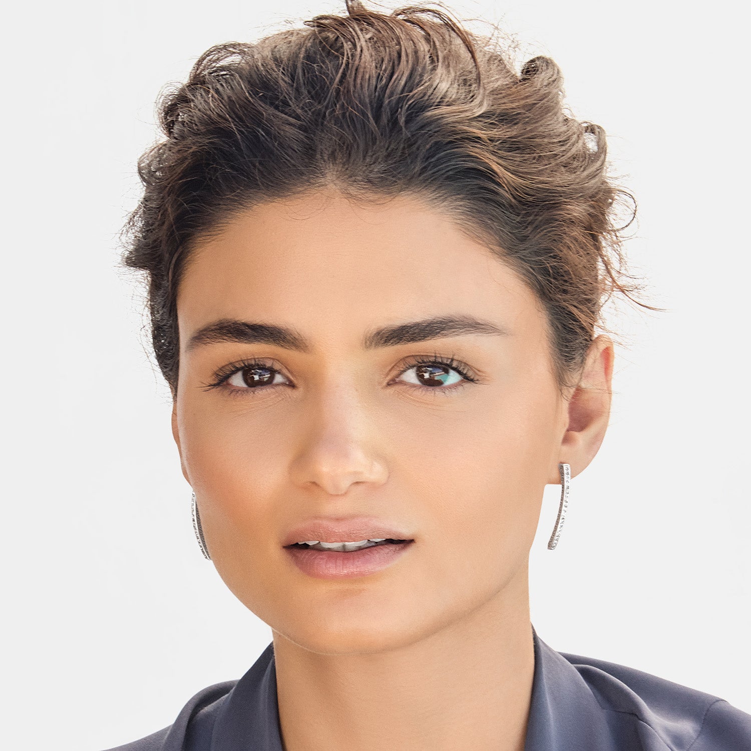 Meridian Geo Bar Silver Post Earrings