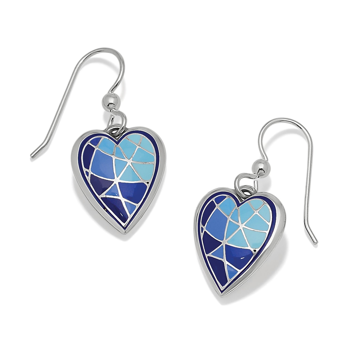 Brighton Colormix Heart Blues French Wire Earrings — Silver-Blues