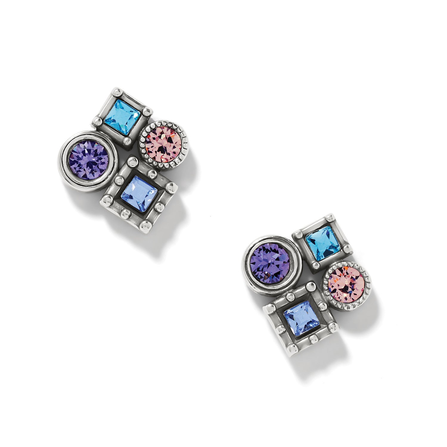 Brighton Halo Nova Cluster Post Earrings: Silver-Multi