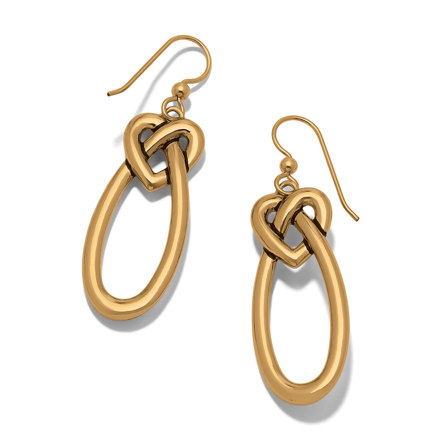 Brighton Interlok Linked Hearts French Wire Earrings — Gold