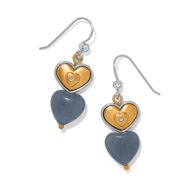 Brighton One Heart Duo Heart French Wire Earrings — Gold-Blue