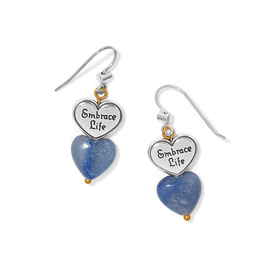 Brighton One Heart Duo Heart French Wire Earrings — Gold-Blue