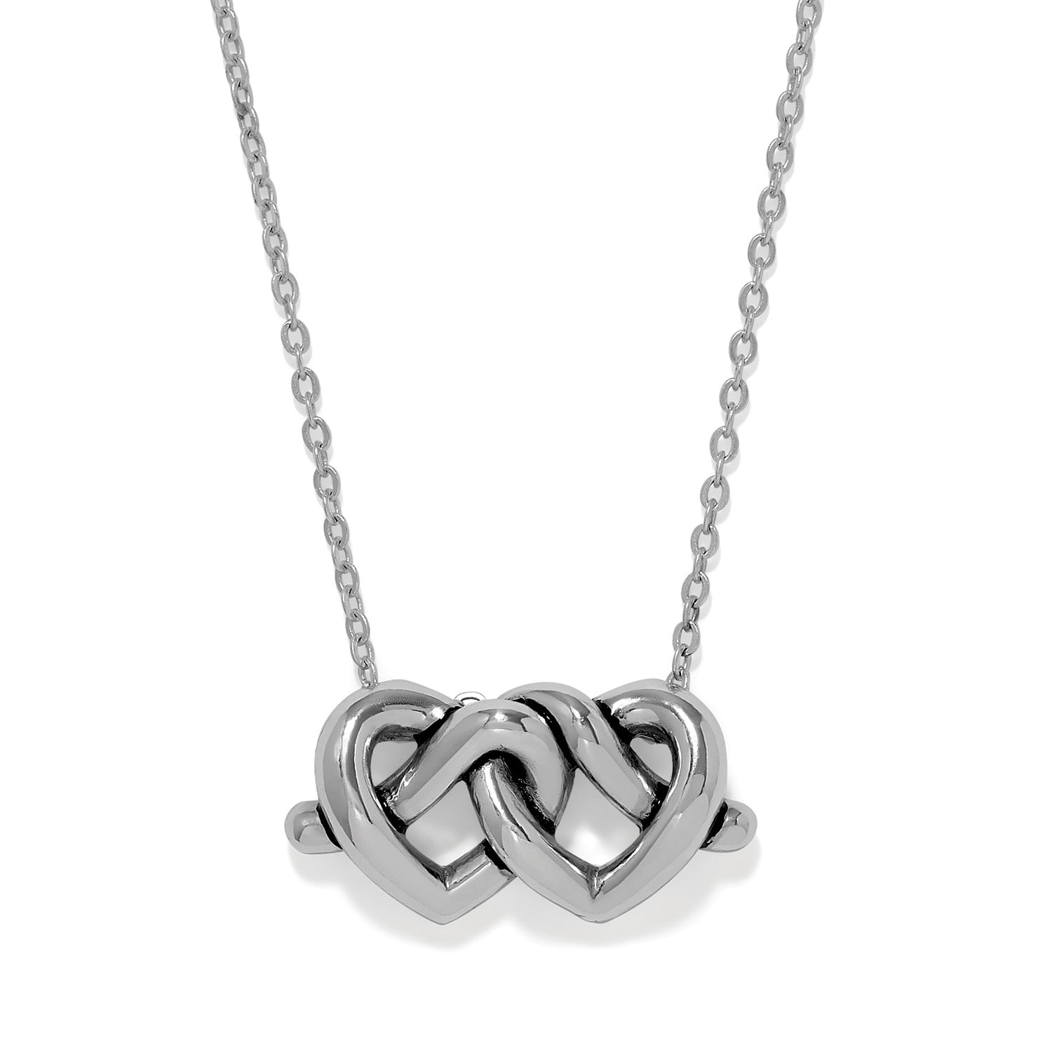 Brighton Interlok Linked Hearts Necklace — Silver