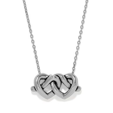 Brighton Interlok Linked Hearts Necklace — Silver