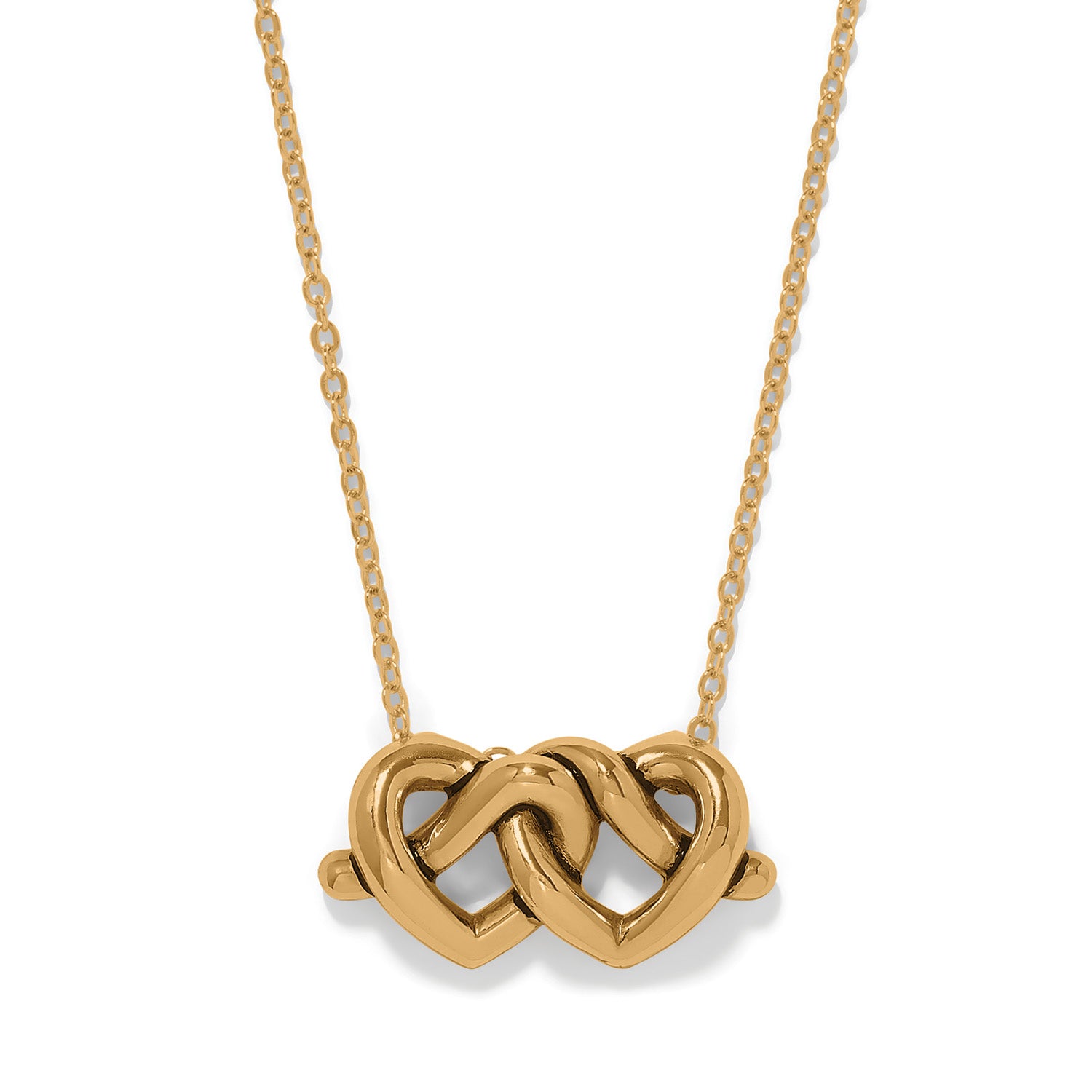 Brighton Interlok Linked Hearts Necklace — Gold