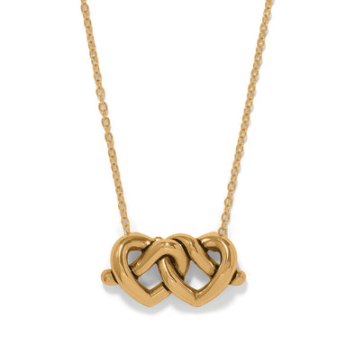 Brighton Interlok Linked Hearts Necklace — Gold