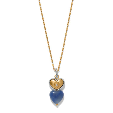 Brighton One Heart Duo Heart Petite Necklace — Gold-Blue
