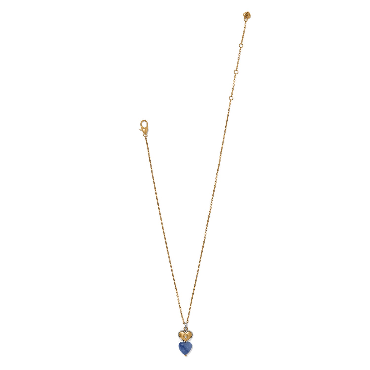 Brighton One Heart Duo Heart Petite Necklace — Gold-Blue