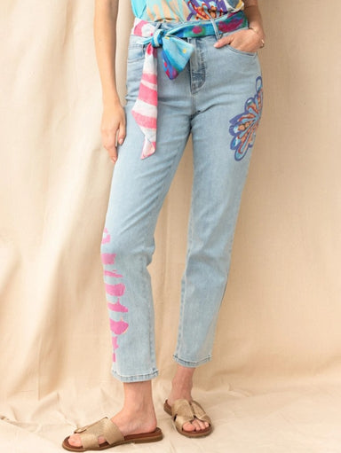 Painted Jeans & Scarf Belt