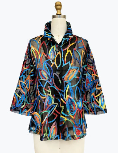 Rainbow Soutache Black Mesh Jacket