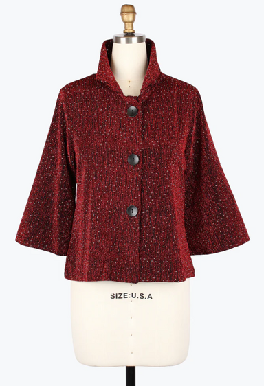 Red Sparkly Mid Length Jacket