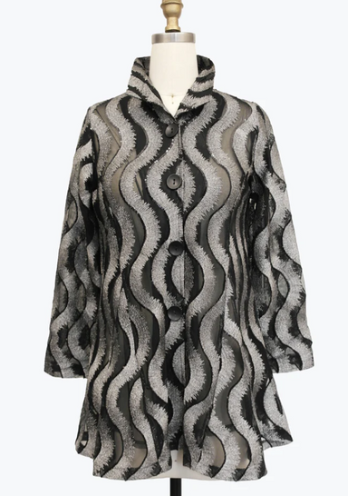 Silver & Black Wavy Sequin Jacket