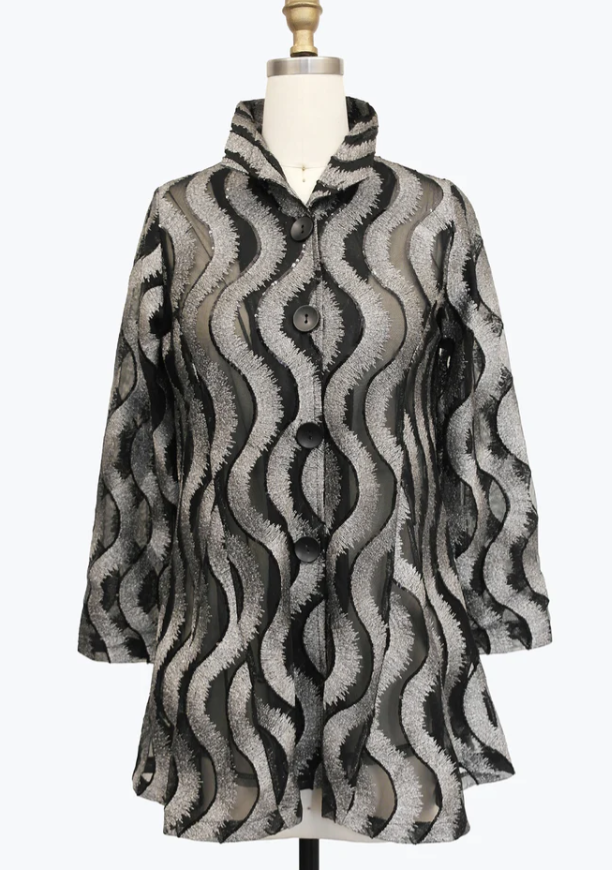 Silver & Black Wavy Sequin Jacket